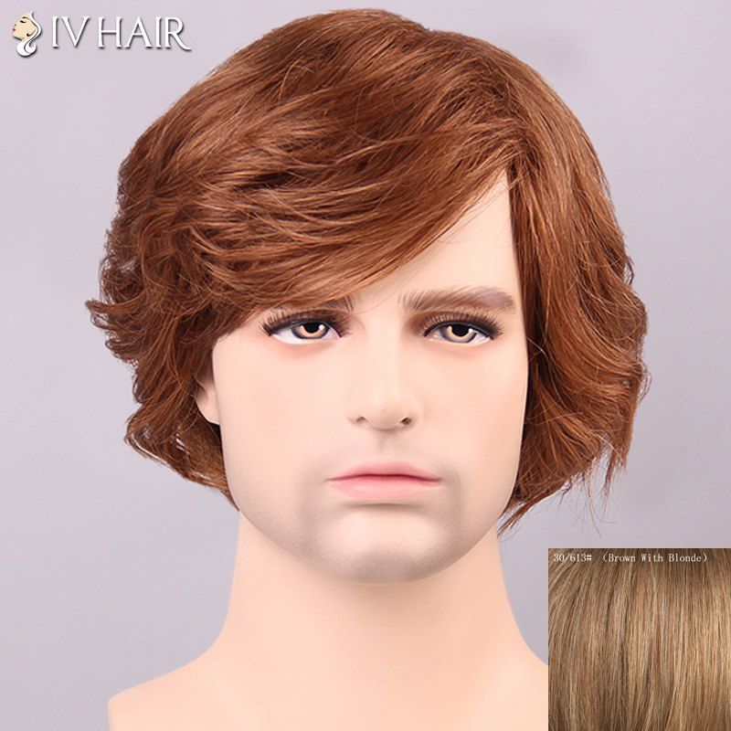 17 Off 2020 Men S Shaggy Siv Hair Curly Inclined Bang Human Hair