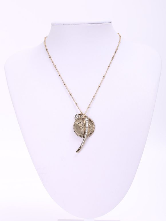 Collier avec pendentif Chic Rhinestoned Elephant pour les femmes - d'or 
