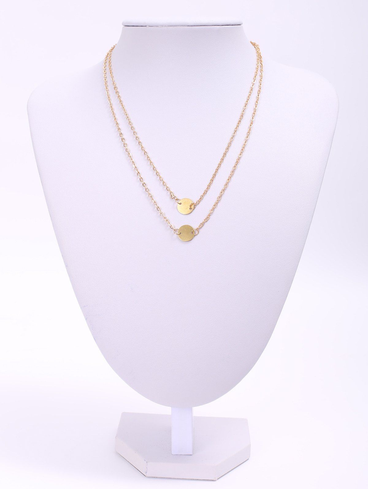 

Trendy Solid Color Sequins Embellished Double-deck Women's Necklace, Golden