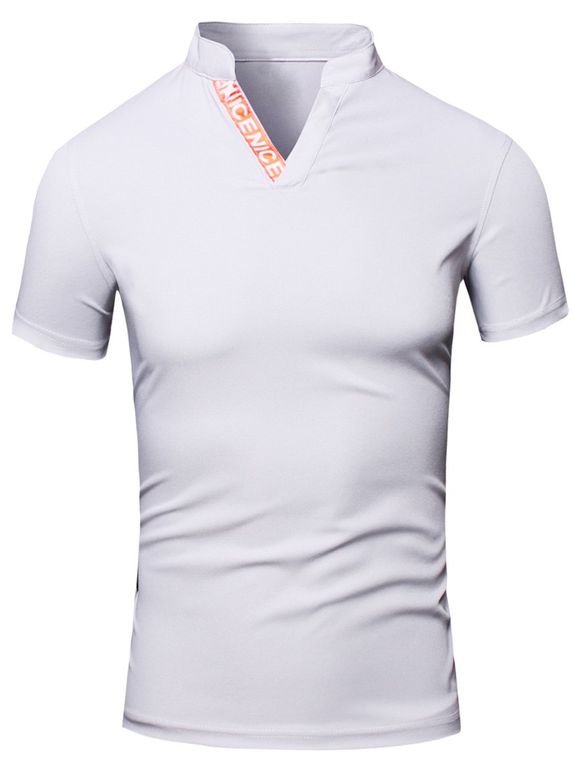 Mode Turn-Down Lettre Collier Imprimer manches courtes hommes  's Polo T-Shirt - Blanc M