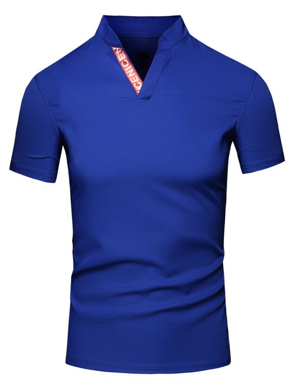 Mode Turn-Down Lettre Collier Imprimer manches courtes hommes  's Polo T-Shirt - Bleu L