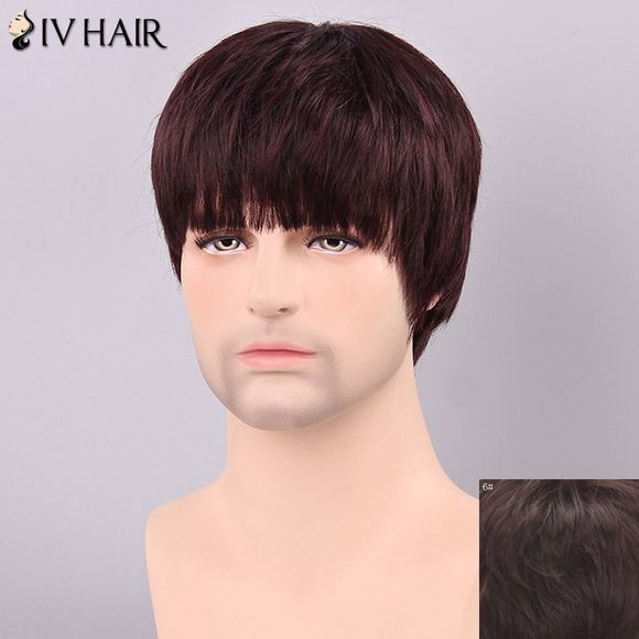 Siv Hair Perruque de Cheveux Humains avec Frange pour Hommes - 6 Brown Moyen 