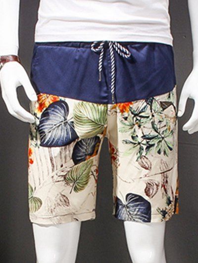 Mode droites Shorts Men 's  Leg Impression Drawstring - multicolore XL