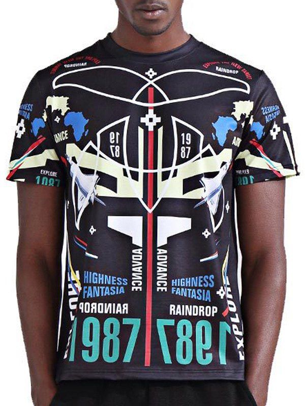 

Stylish 3D Symmetrical Geometric and Number Print Round Neck Short Sleeve Men's T-Shirt, Colormix