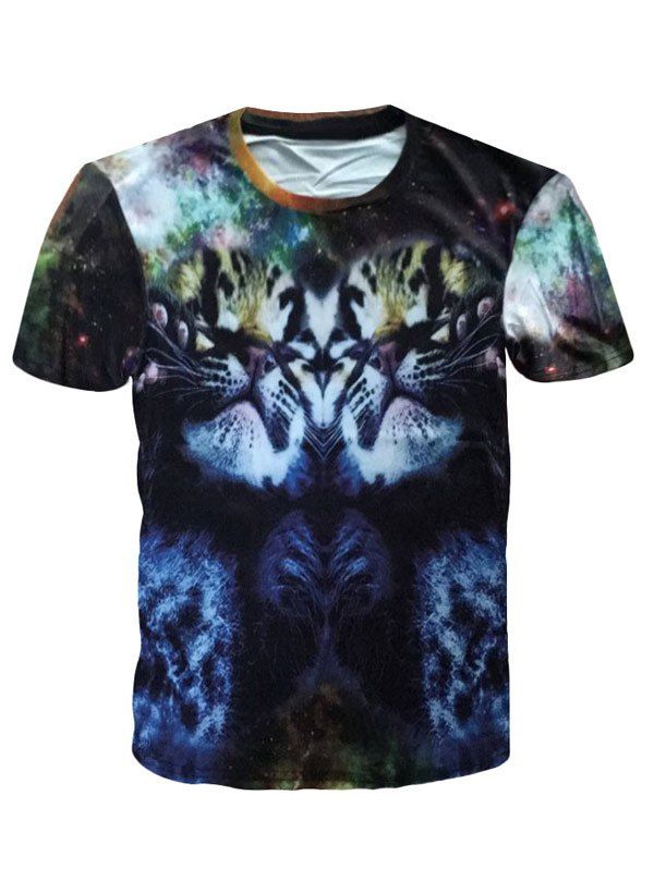 

Modish Round Neck 3D Tiger Print Men's Short Sleeves T-Shirt, Colormix