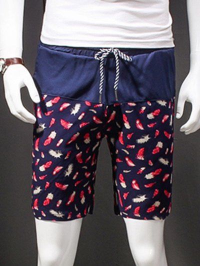 Men 's  Impression Drawstring Shorts jambe droite - multicolore XL