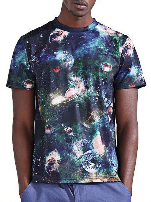 Men's Abstract 3D Sky Print T-shirt manches courtes à manches courtes - multicolore 2XL