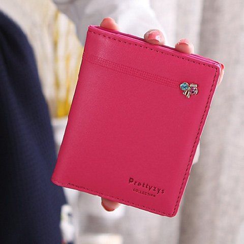 Sweet Solid Color and Snap Button Design Women's Clutch Wallet - Rose 