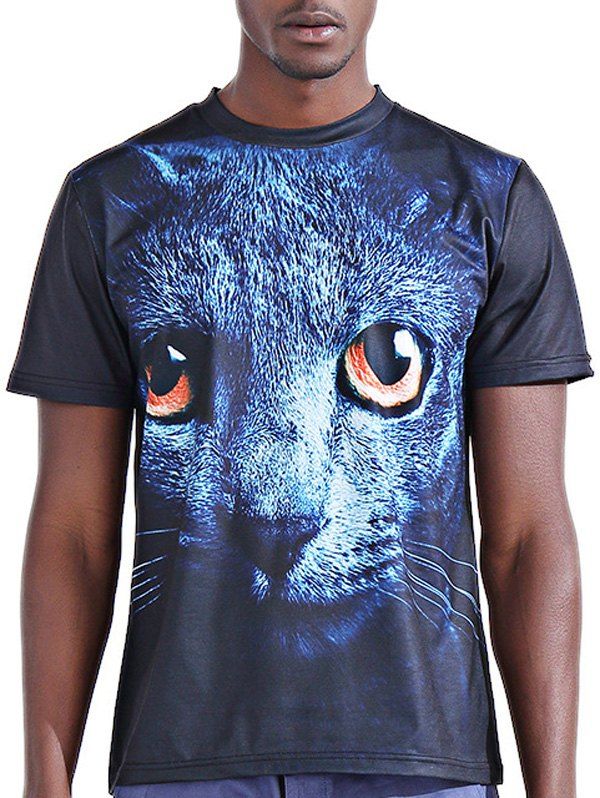 

Stylish 3D Panther Print Round Neck Short Sleeve Men's T-Shirt, Colormix