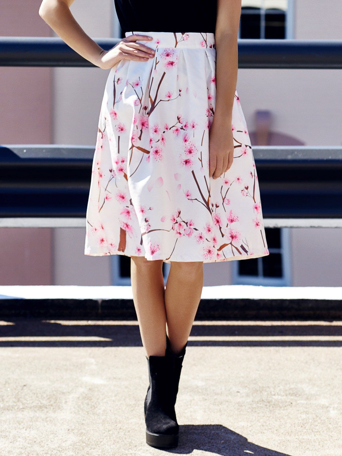 

Women's Stylish Floral Print High Waist A-Line Skirt, Colormix