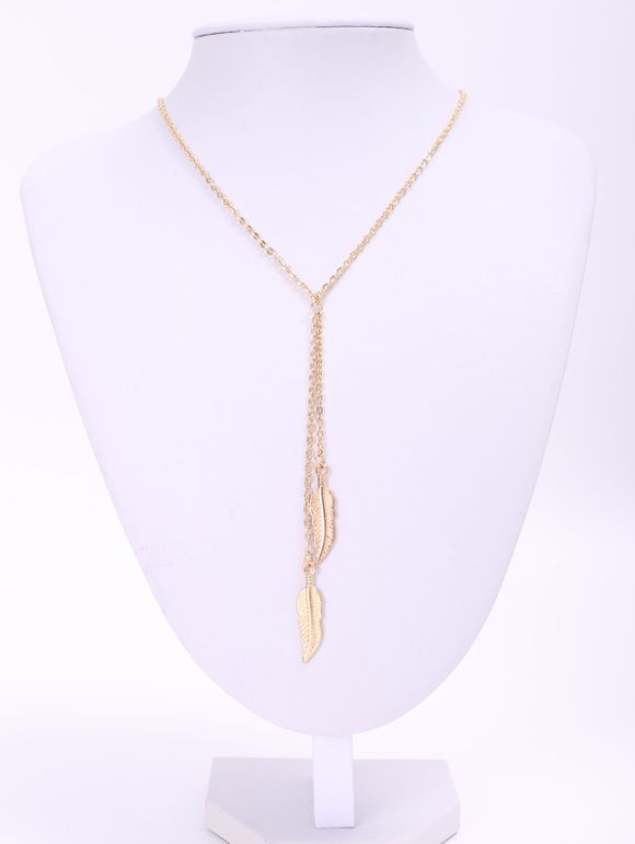 Collier avec pendentif plume à la mode pour les femmes - d'or 