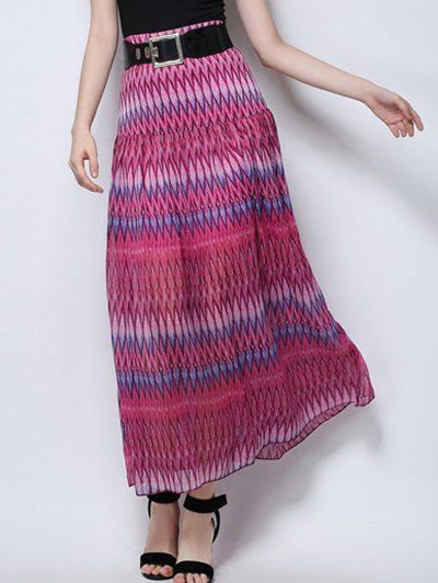 

Stylish High Waist Zig Zag Print Women' Skirt, Rose
