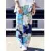 La mode mi-cintrée ample imprimé floral Pantalons - multicolore XL