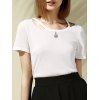 Stylish Women's Short Sleeve Scoop Neck White T-Shirt - Blanc ONE SIZE(FIT SIZE XS TO M)