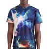 T-shirt à manches courtes imprimé à carreaux imprimés 3D pour hommes - multicolore 2XL