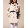 Solid Color Lapel Neck Double-Breasted Slimming Fashionable Women's Trench Coat - Abricot M