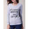 Simple Style Long Sleeve Letter Pattern Gray Pullover Sweatshirt For Women - Gris L