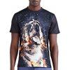 Stylish 3D Fire Leopard Print Round Neck Short Sleeve Men's T-Shirt - COLORMIX 2XL
