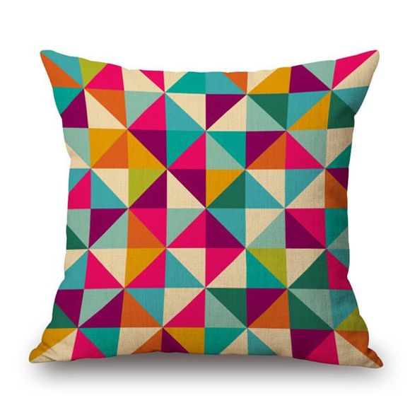Motif géométrique contemporain Coton et Lin Taie d'Oreiller (Sans Oreiller intérieur) - multicolore 