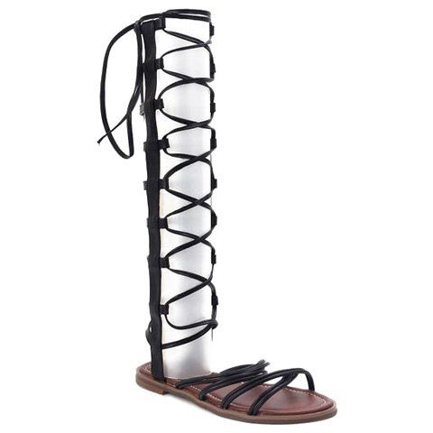 Casual sangles croisées et sandales Zipper design Femmes  's - Noir 37