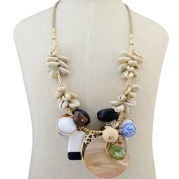 Collier avec pendentif élégant Faux Gem Shell Perle pour les femmes - multicolore 