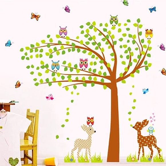Élégant Motif Owl arbres Maison Autocollant Mural Pour Children 's  Chambre Décoration - multicolore 