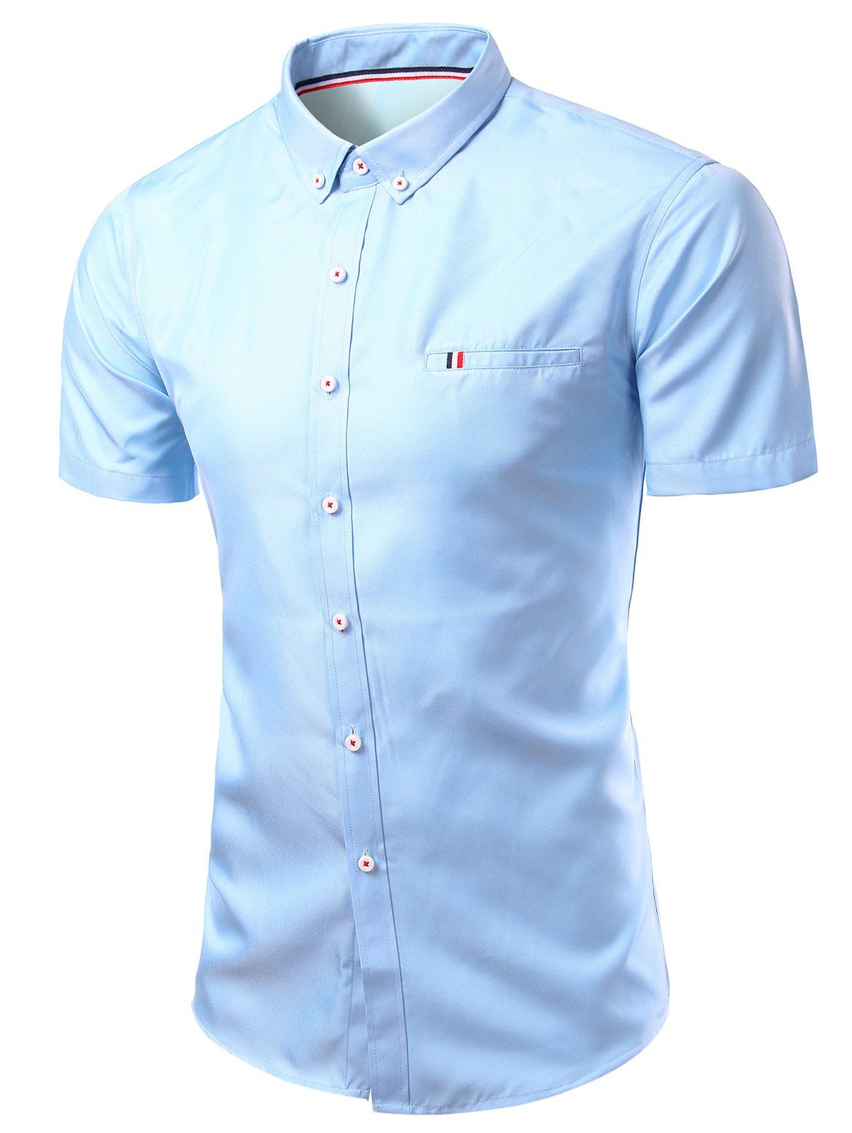 light blue short sleeve button down