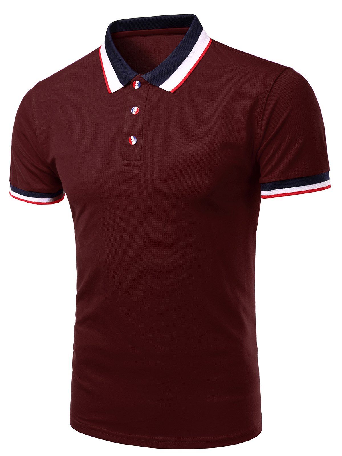 Stylish Turn-Down Collar Color Block Short Sleeve Polo T-Shirt For Men ...