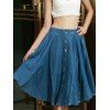 Mode de javel Laver Boutons en denim Jupe longue pour les femmes - Bleu S
