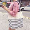 Simple Striped and Canvas Design Women's Shoulder Bag - BLUE 