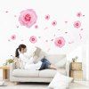 Élégant Motif Rose Rose Autocollant Mural For Living Chambre Décoration - Rose clair 