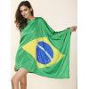 Nouveauté col rond asymétrique Drapeau Brésil Imprimer Women Dress  's - Vert M