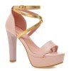 Concise Color Block and Chunky Heel Design Women's Sandals - Rose clair 39