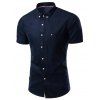 Modish Turn-Down Collar Short Sleeve Men's Button-Down Shirt - Cadetblue 4XL