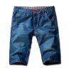 Men's Plus Size Slimming Straight Legs Zip Fly Denim Shorts - Bleu 33