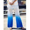 Pantalon taille élastique élégant ample froncé Ombre Femmes  's - Bleu et Blanc L
