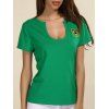 Élégant U Neck Drapeau à manches courtes T-shirt Femmes Brésil Motif  's - Vert L