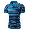 Élégant col rabattu à rayures Imprimer manches courtes Polo T-shirt pour les hommes - Bleu Saphir XL