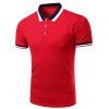 Polo manches élégant collier Turn-Down Color Block T-shirt court pour les hommes - Rouge 4XL