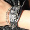 Élégant réglable Skull Rivet PU Bracelet en cuir pour les hommes - Argent et Noir 