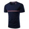 Trendy col rond à rayures imprimé à manches courtes T-shirt pour les hommes - Cadetblue 4XL
