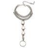 Graceful Faux Bracelet de perles avec anneau pour les femmes - Argent 