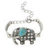Bracelet Charmant éléphant Style Rétro avec Fausse Turquoise - Gris Argent 