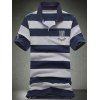 De plus Polo T-Shirt Taille lettres brodé Stripe col rabattu manches courtes hommes  's - Bleu L