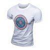 T-Shirt Casual Color Block Cercle Imprimé à manches courtes hommes s ' - Blanc 2XL