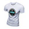 T-Shirt Casual Cercle imprimé à manches courtes hommes s ' - Blanc 3XL