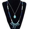 Vintage Multilayer Faux Turquoise collier de perles goutte d'eau pour les femmes - Bleu 
