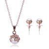 A Suit of Hollow Out Flower Shape Faux Pearl Necklace and Earrings - ROSE GOLD 