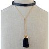 Vintage Multilayer PU Leather Tassel Chokers Necklace For Women - BLACK 
