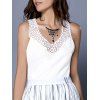Fashionable Women's Scoop Neck Ribbed Lace Tank Top - Blanc XL